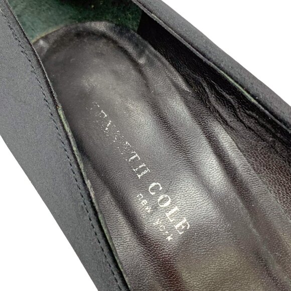 KENNETH COLE NY‎ Black Satin Asymmetrical Vamp Evening Pump - Picture 3 of 12